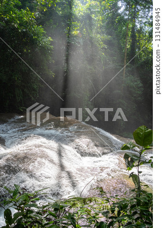 Saluopa waterfall in the tropical forest of Tentena, Sulawesi, Indonesia 131484945