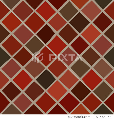 Rustic folk seamless patchwork pattern with large colorful squares and diagonal grid 131484962