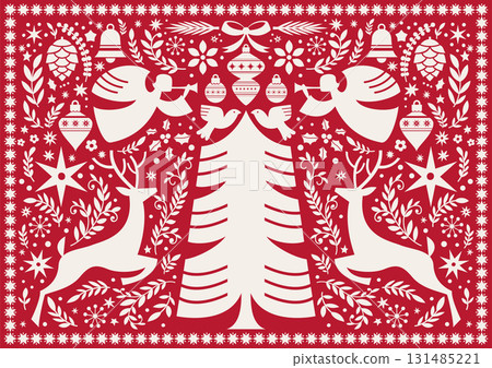 Festive Angels And Deer Composition Festive Angels And Deer Composition 131485221