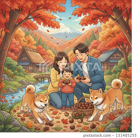 和狗狗一起採秋葉和栗子_柴犬-⑭ 和狗狗一起採秋葉和栗子_柴犬-⑭ 131485255