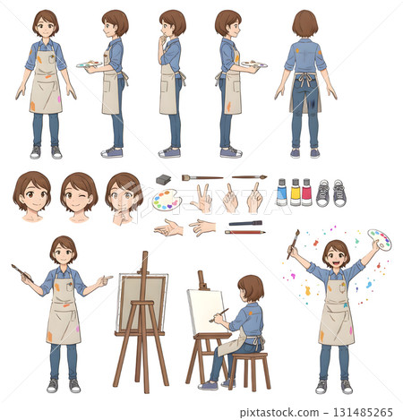 Set of Characters with Creative Professions. Artist, illustration design. 131485265