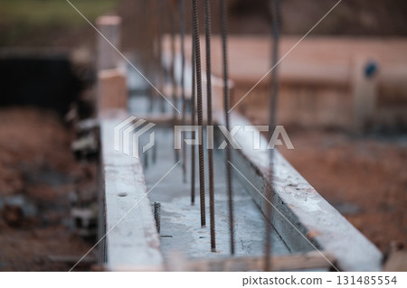 Construction of a concrete foundation for a house Construction of a concrete foundation for a house 131485554