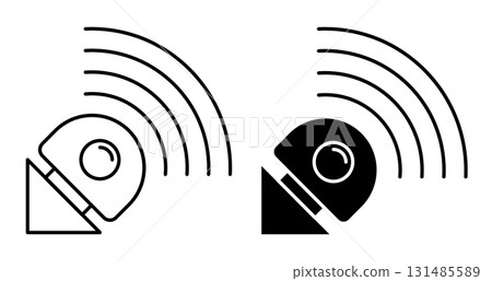 Linear icon, wireless WiFi router module. Wireless device for transmitting telecommunication radio signals. Simple black and white vector isolated on white background 131485589