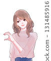 Illustration of a brown-haired woman making a heart pose 131485916