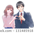 Illustration of a couple making a heart pose 131485918