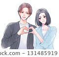 Illustration of lovers making a heart pose 131485919