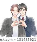 Illustration of a male couple making a heart pose 131485921