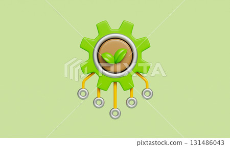 Eco Friendly Green Energy Technology Icon. 3D Rendering. 131486043