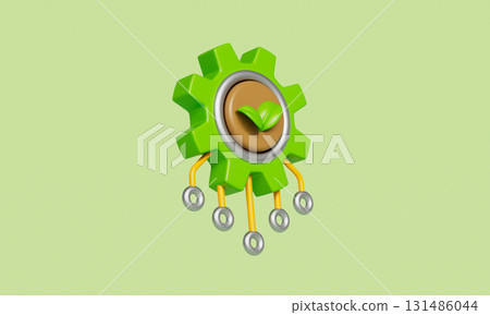 Eco Friendly Green Energy Technology Icon. 3D Rendering. 131486044