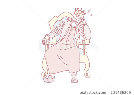 Bored king asleep in chair 131486269