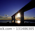 Magic hour bridge and sunset 131486305