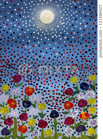 Flowers shining in the night sky 131486427