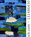 Lotus leaves reflected on the surface of the water 131486430