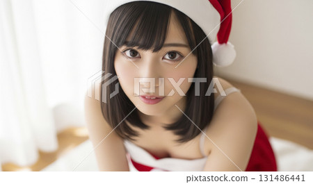 A woman who made a cosplay of Santa Claus 131486441