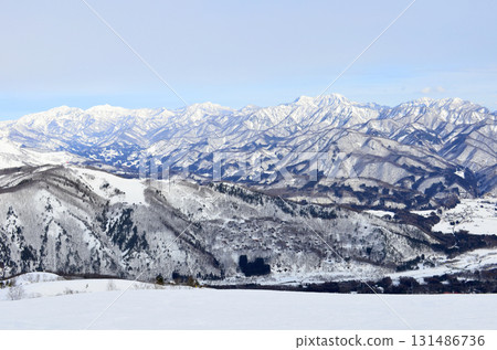 Hakuba Happo-one Ski Resort - View of the Togakushi mountain range from the summit 131486736
