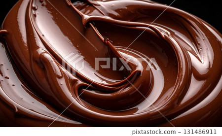 在奢華的黑色背景下,光滑濃鬱的巧克力漩渦的抽象特寫背景材料 在奢華的黑色背景下,光滑濃鬱的巧克力漩渦的抽象特寫背景材料 131486911