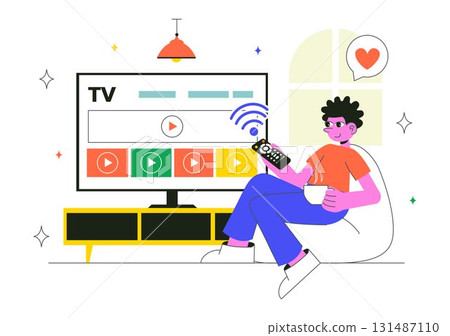 Subscription Streaming TV Vector Illustration Featuring Online Media Platforms with Educational, Entertainment, and News Content in a Flat Background Subscription Streaming TV Vector Illustration Featuring Online Media Platforms with Educational, Entertainment, and News Content in a Flat Background 131487110