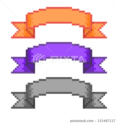 Halloween colored decorative ribbon 3-color pixel illustration Halloween colored decorative ribbon 3-color pixel illustration 131487117