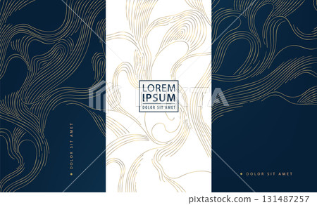 Abstract vector background, golden contour lines, wavy patterns, organic textures, topography, sea, mountain landscapes. Elegant luxury design for wine labels, banners, templates. Abstract vector background, golden contour lines, wavy patterns, organic textures, topography, sea, mountain landscapes. Elegant luxury design for wine labels, banners, templates. 131487257