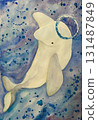 White dolphin swimming in the sea 131487849
