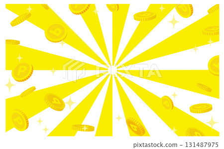 流行黃色背景硬幣框架材料 131487975