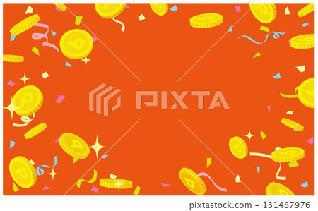 Pop illustration background frame of flying coins 131487976