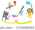 Cute animals having fun drawing with paints 131488044
