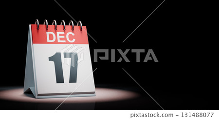 December 17 Calendar Spotlighted on Black Background December 17 Calendar Spotlighted on Black Background 131488077