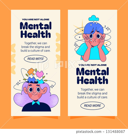 Vertical Mental Health Awareness Banners Collection Featuring Characters in Reflection Vertical Mental Health Awareness Banners Collection Featuring Characters in Reflection 131488087