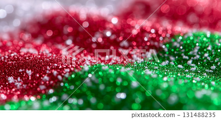 Close-up of Red, Green, and White Glitter 131488235
