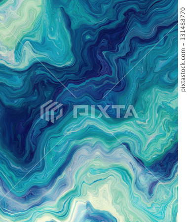 Serene backdrop of smooth fluid swirls in tranquil blues and greens, creating calming atmosphere. Perfect for backgrounds or artistic projects Serene backdrop of smooth fluid swirls in tranquil blues and greens, creating calming atmosphere. Perfect for backgrounds or artistic projects 131488770