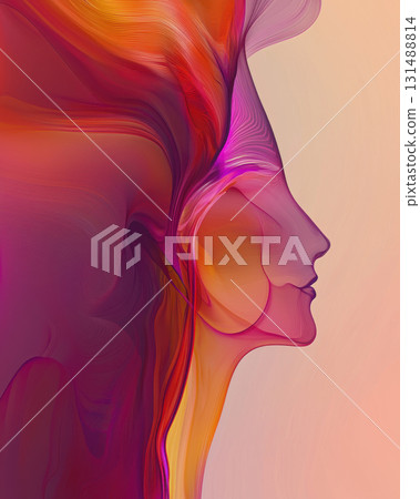 vibrant abstract portrait featuring flowing colors and gentle transitions, evoking meditative and serene atmosphere. design showcases subtle rippling arcs and graceful profile vibrant abstract portrait featuring flowing colors and gentle transitions, evoking meditative and serene atmosphere. design showcases subtle rippling arcs and graceful profile 131488814
