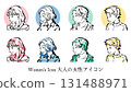 Illustration material: Hand-drawn female icon. For SNS management. Four types 131488971