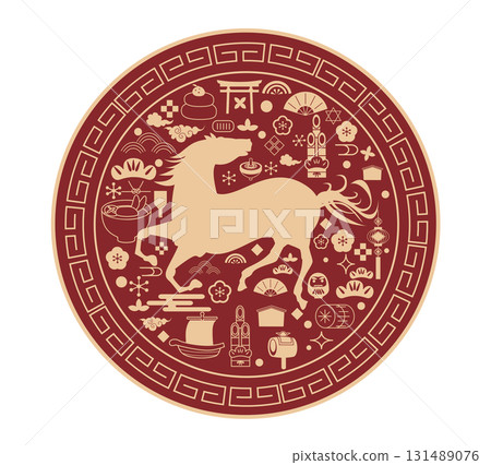 New Year's card 2026 Year of the Horse material New Year's card 2026 Year of the Horse material 131489076