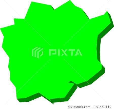 Simple map of Okayama prefecture (green) 131489119
