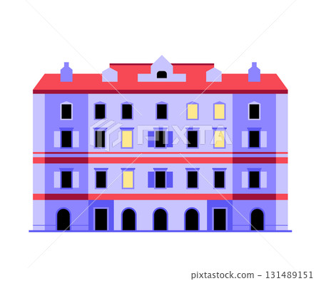 Traditional French building - colorful flat design style object 131489151