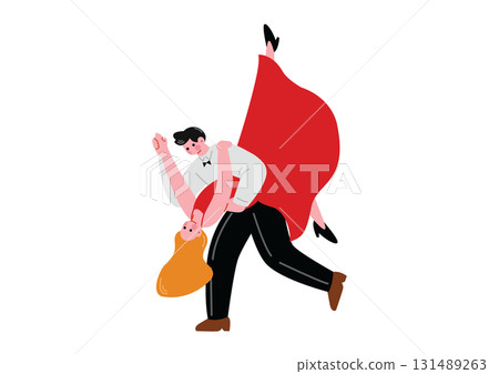 Men and women dancing in pairs 131489263