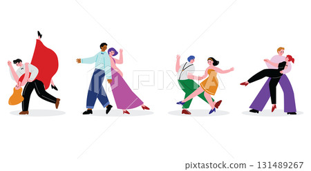 男女成雙成對跳舞的插圖集 131489267