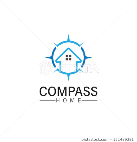 logo search home icon.searching house with compass symbol logo logo search home icon.searching house with compass symbol logo 131489381
