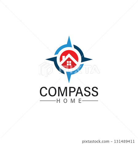 logo search home icon.searching house with compass symbol logo logo search home icon.searching house with compass symbol logo 131489411