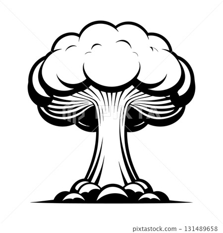 Nuclear explosion mushroom cloud Silhouette Black Vector 131489658