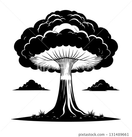 Nuclear explosion mushroom cloud Silhouette Black Vector Nuclear explosion mushroom cloud Silhouette Black Vector 131489661