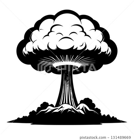 Nuclear explosion mushroom cloud Silhouette Black Vector Nuclear explosion mushroom cloud Silhouette Black Vector 131489669