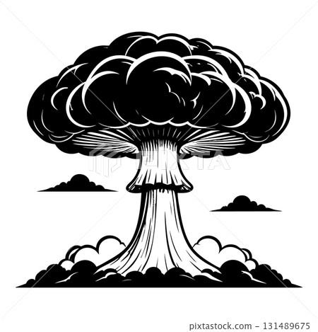 Nuclear explosion mushroom cloud Silhouette Black Vector Nuclear explosion mushroom cloud Silhouette Black Vector 131489675