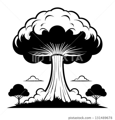Nuclear explosion mushroom cloud Silhouette Black Vector Nuclear explosion mushroom cloud Silhouette Black Vector 131489678