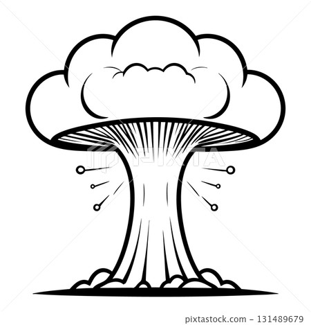 Nuclear explosion mushroom cloud Silhouette Black Vector 131489679