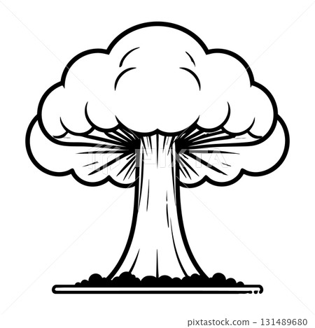 Nuclear explosion mushroom cloud Silhouette Black Vector 131489680