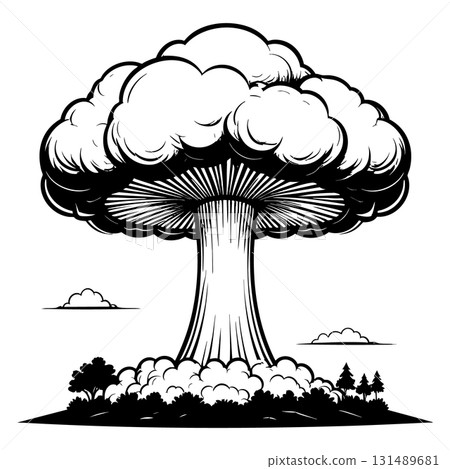 Nuclear explosion mushroom cloud Silhouette Black Vector Nuclear explosion mushroom cloud Silhouette Black Vector 131489681
