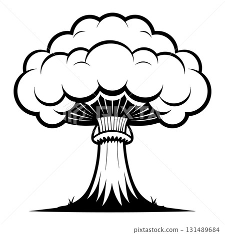 Nuclear explosion mushroom cloud Silhouette Black Vector Nuclear explosion mushroom cloud Silhouette Black Vector 131489684