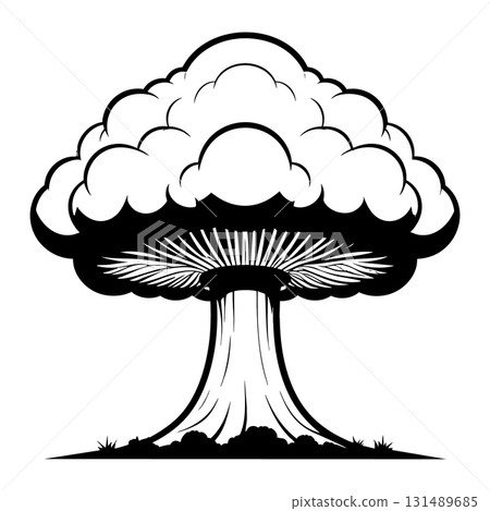 Nuclear explosion mushroom cloud Silhouette Black Vector Nuclear explosion mushroom cloud Silhouette Black Vector 131489685
